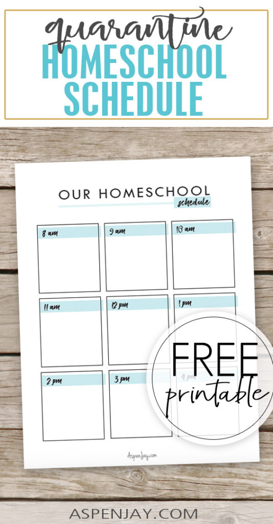Quarantine Homeschool schedule- free printable! Great Activities for kids while you are stuck at home. #quarantine #homeschoolschedule