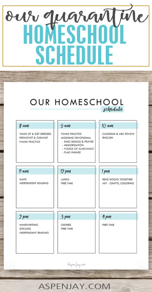 Quarantine Homeschool schedule- free printable! Great Activities for kids while you are stuck at home. #quarantine #homeschoolschedule 