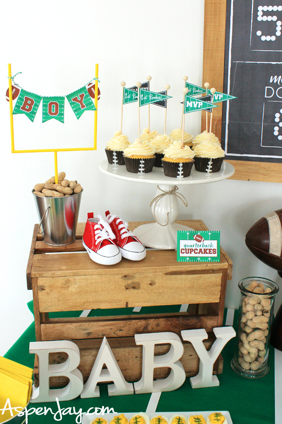 Fabulous Football Baby Shower ideas (and FREE printables!) that you are sure to LOVE! #footballbabyshower #footballparty #footballparty