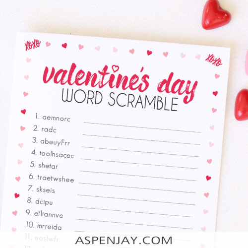 Valentine’s Day Word Scramble – Free Printable Game You’ll Love - Aspen Jay