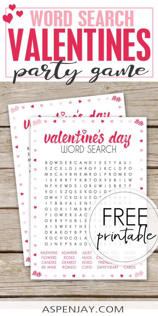 Free printable Valentine's Day Word Search that is a perfect activity for the kiddos on February 14th! Just download and print! #valentinesprintable #valentinesgame