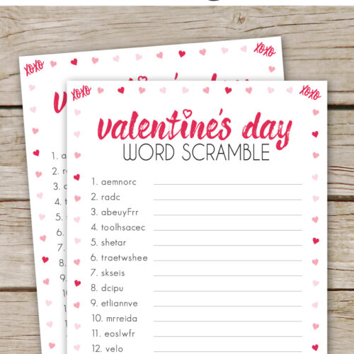 Valentine’s Day Word Scramble – Free Printable Game You’ll Love
