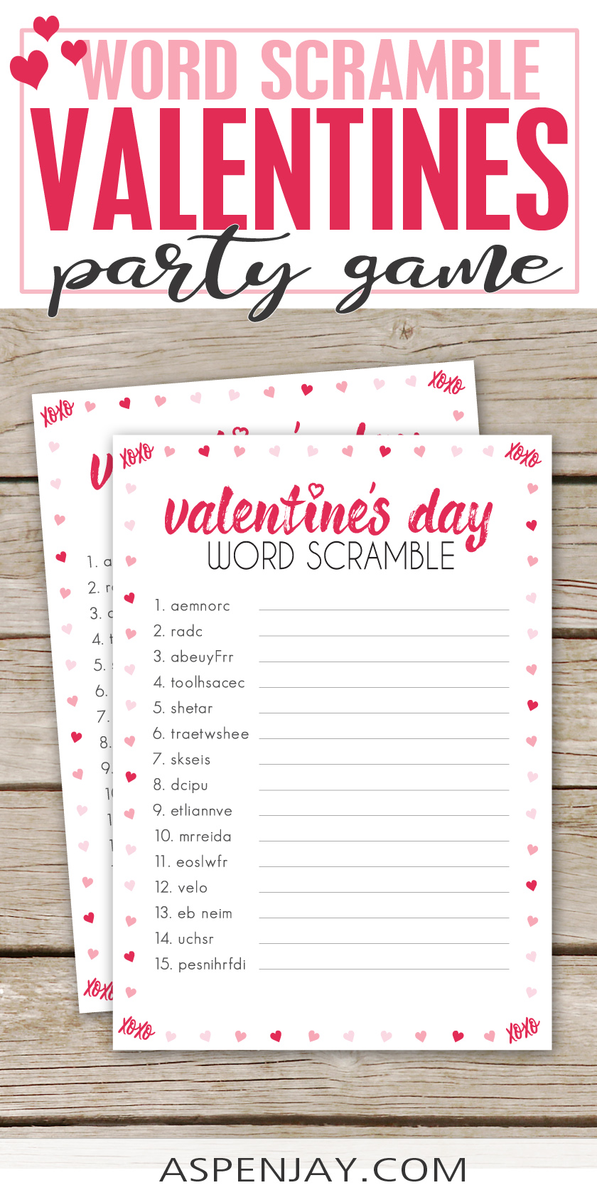 Valentine’s Day Word Scramble – Free Printable Game You’ll Love - Aspen Jay