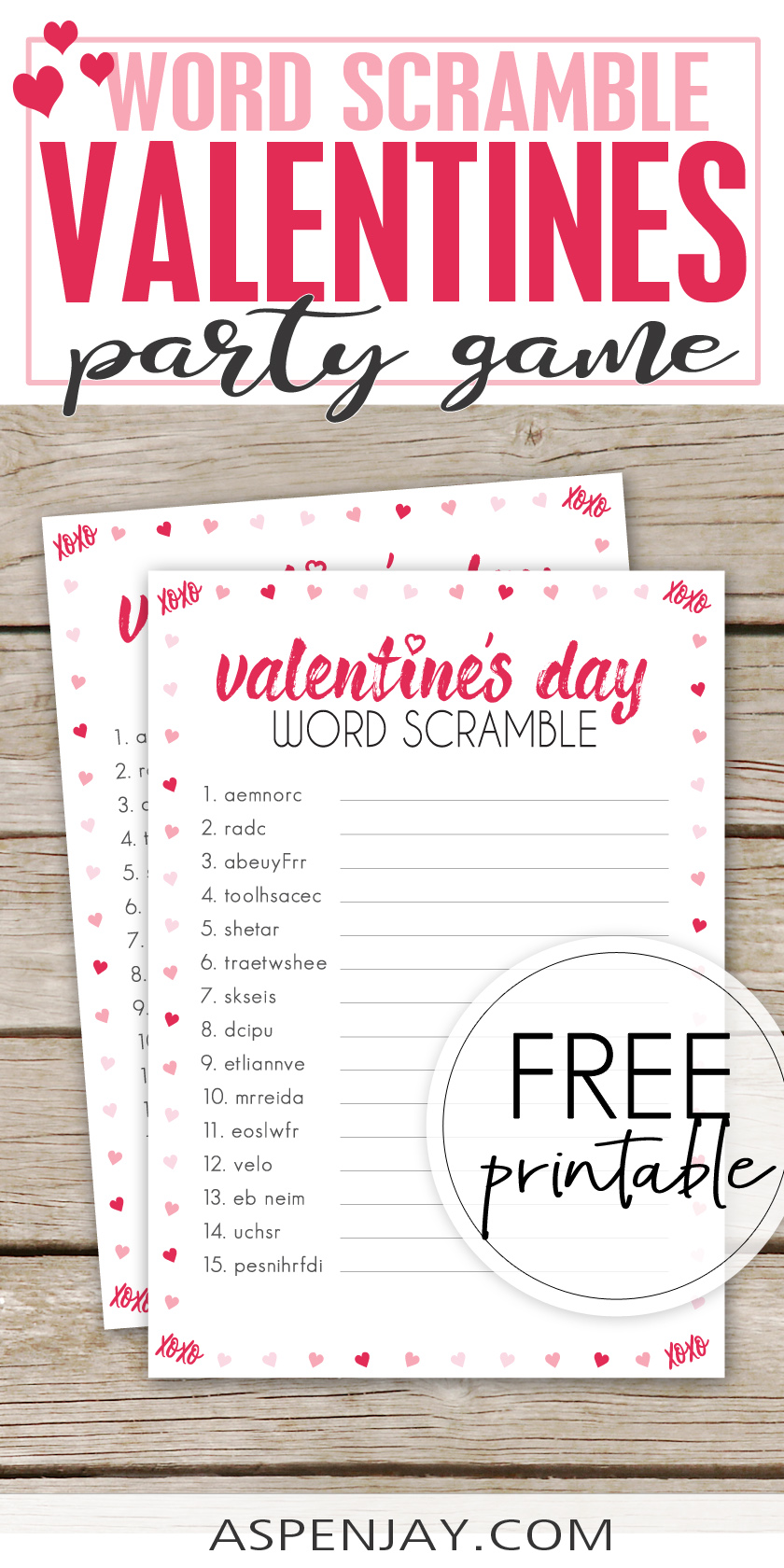 Valentine’s Day Word Scramble – Free Printable Game You’ll Love - Aspen Jay