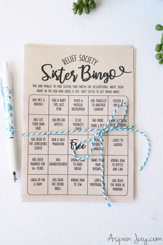 Relief Society Bingo is an excellent game to begin your Relief Society birthday celebration or activity with! It encourages the sisters to intermingle and have fun learning something knew about each other. #reliefsociety #reliefsocietybirthday