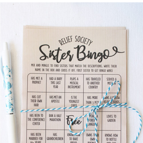 Relief Society Bingo – a great mix and mingle game