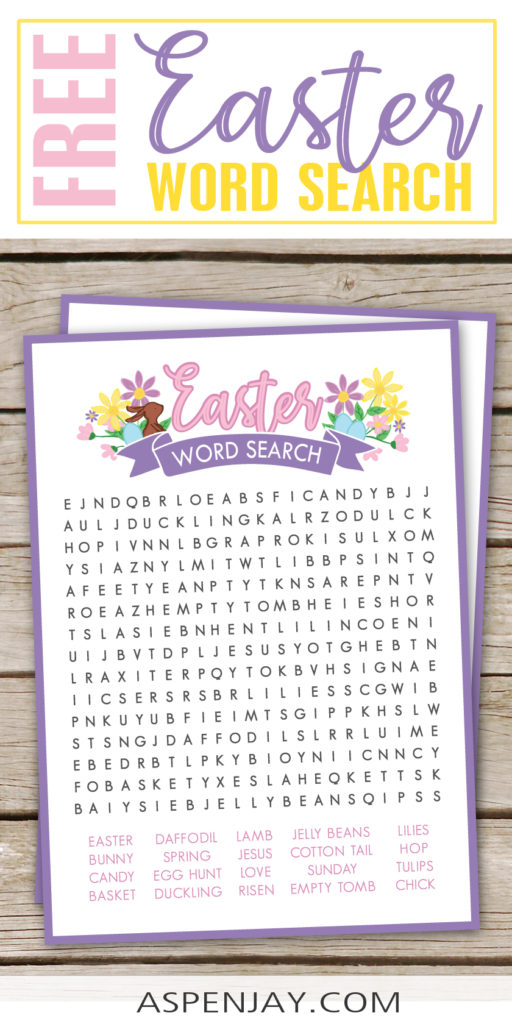 Free printable Easter Word Search game to play at your upcoming Easter party celebrations! Just download and print! #easterprintable #easterwordsearch #freeeasterprintable