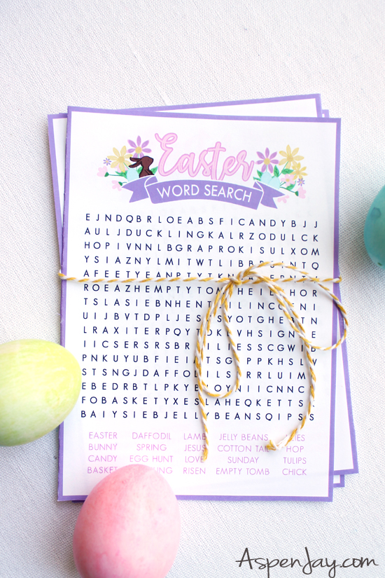Free printable Easter Word Search game to play at your upcoming Easter party celebrations! Just download and print! #easterprintable #easterwordsearch #freeeasterprintable