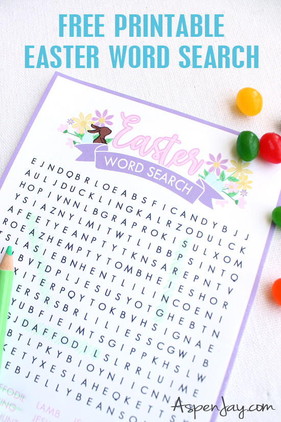 Free printable Word Search game to play at your upcoming Easter party celebrations! Just download and print! #easterprintable #easterwordsearch #freeeasterprintable