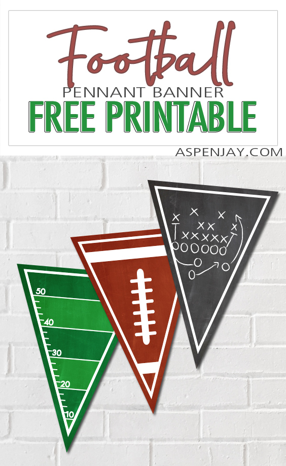 Free football pennant banner printable! Whether you are watching the game from home or celebrating your kid's big football game win, this football banner will be the perfect finishing touch to your event!  #footballparty #tailgateparty #footballdecor #footballprintable #footballbanner