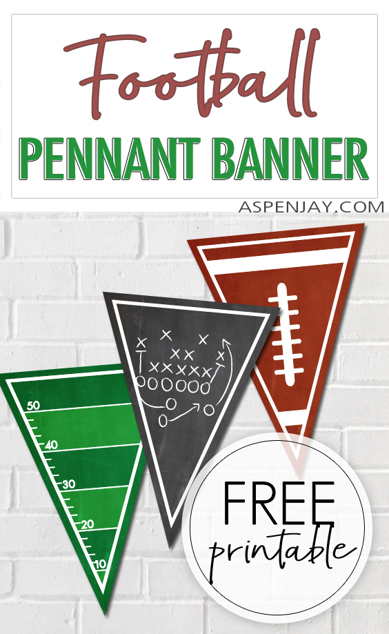 Free football pennant banner printable! Whether you are watching the game from home or celebrating your kid's big football game win, this football banner will be the perfect finishing touch to your event!  #footballpennantbanner #freefootballprintables #footballprintables #footballparty