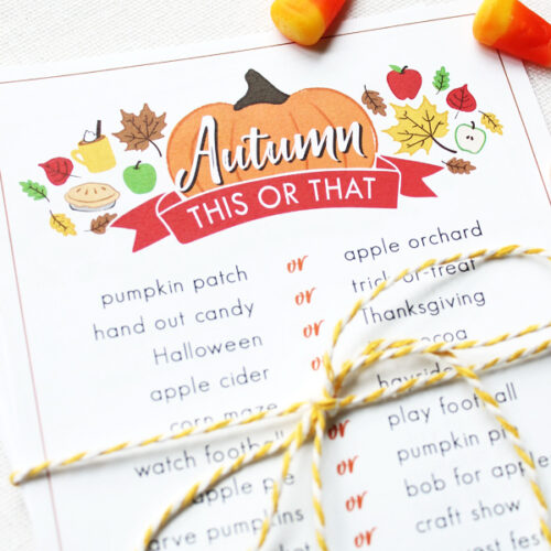 “This or That” Fall Themed Free Printable Game
