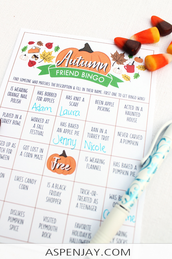 Free FALL GAME - a perfect activity to start your Fall party with. It encourages everyone to intermingle and get to know each other. #fallgame #fallactivity #fallbingo