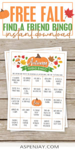 Fall Friend Bingo - perfect icebreaker game - Aspen Jay