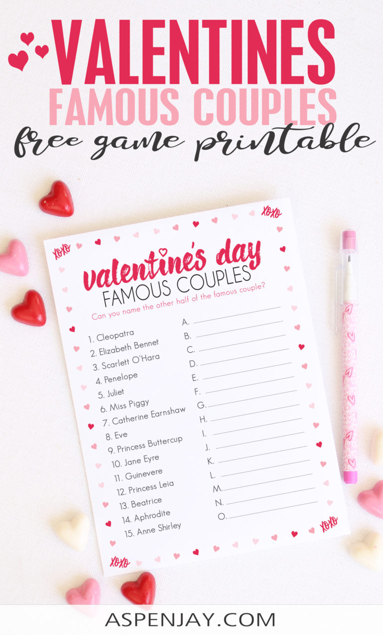 The Perfect Valentine’s Party Game – Famous Couples Match - Aspen Jay