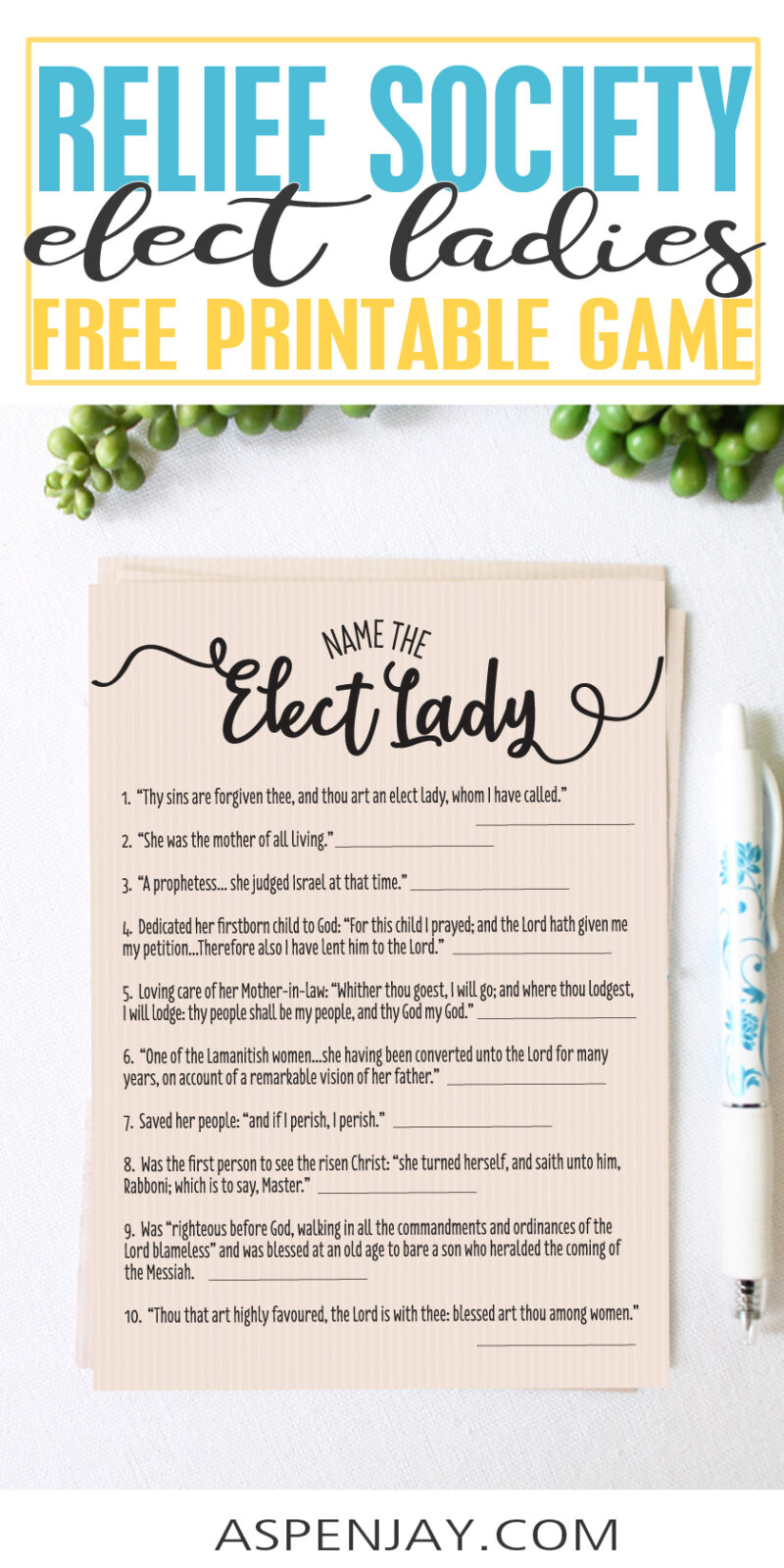 This FREE Relief Society Game is a great activity to play at your upcoming Relief Society’s Birthday celebration. Sisters will learn about many faithful women in the scriptures in a fun, non-boring way! #reliefsociety #reliefsocietyactivity #reliefsocietygame #reliefsocietybirthday #reliefsocietytrivia