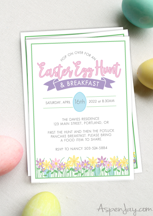 FREE editable Easter Egg Hunt invitations