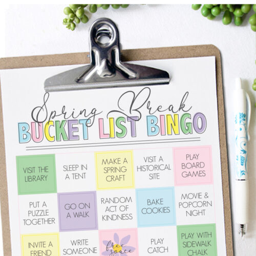 Spring Break Bucket List Bingo