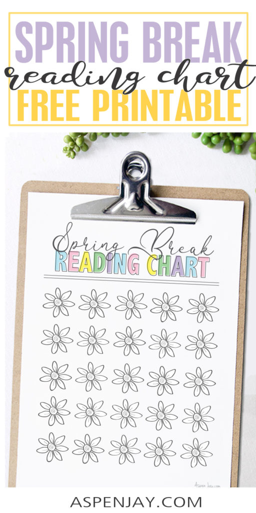 Print this free Spring Break Reading Chart to keep your kid's minds busy with their week off by encouraging reading in a fun and easy way! #readingchart #springbreakreadingchart #springbreak