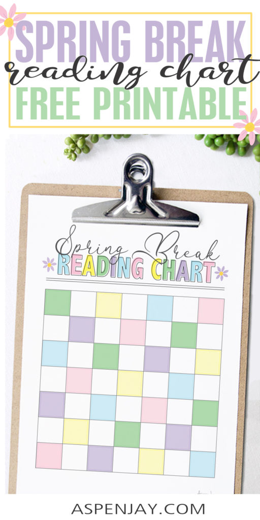 Print this free Spring Break Reading Chart to keep your kid's minds busy with their week off by encouraging reading in a fun and easy way! #readingchart #springbreakreadingchart #springbreak