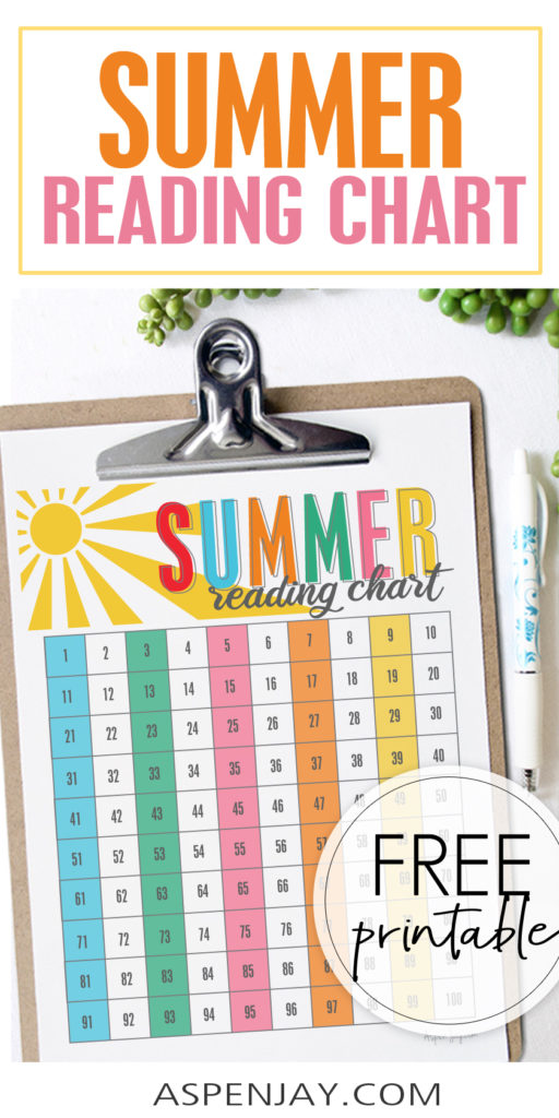 Print this fun Summer Reading Chart to encourage your children to read a lot this summer! It's a FREE printable! #summerchart #summereading #freereadingchart #summerreadingchart #readingchart