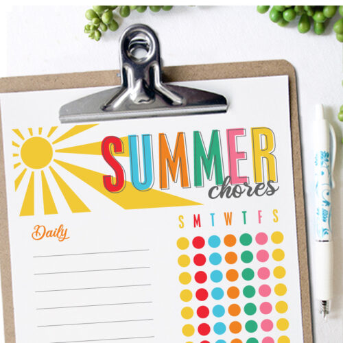 Free fun Summer Chore Chart printable for kids!