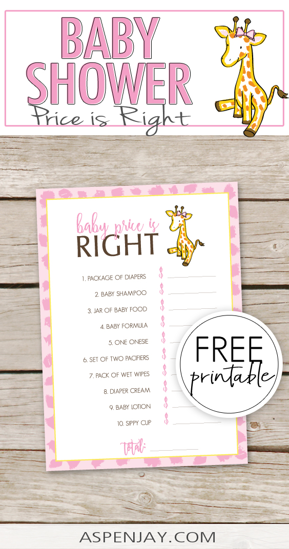 Price is Right Baby Shower Game FREE printable Aspen Jay