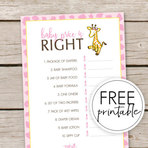 Price is Right Baby Shower Game (FREE printable)