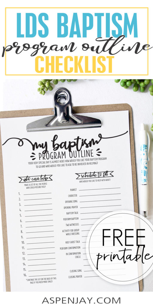 Use the FREE LDS Baptism Program Checklist to help make the day extra special by having your child plan their own baptism program! #LDSbaptism #LDSbaptismprogram #baptismprogram