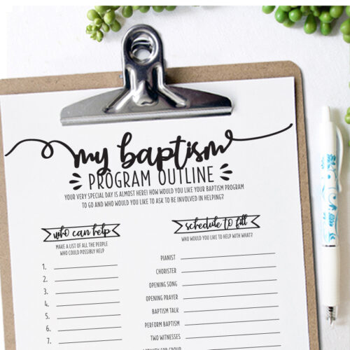 Use the FREE Baptism Planning printable to help make the day extra special by having your child plan their own baptism! #LDSbaptism #LDSbaptismprogram #baptismprogram