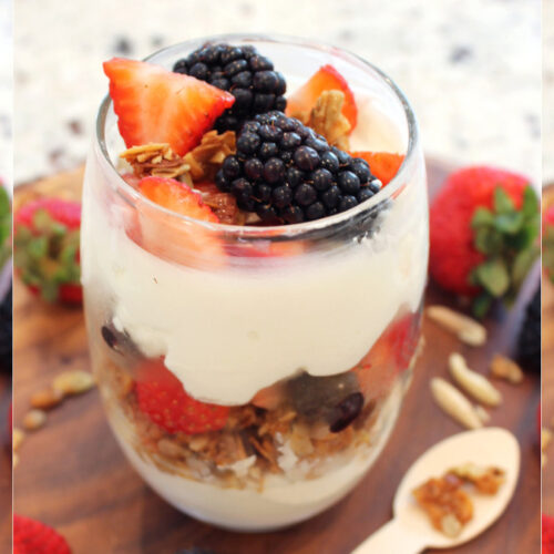 Need a fabulous brunch party idea? Set up a Yogurt Parfait Bar! Your guests will love creating their own parfaits and you'll appreciate how easy the whole spread was to throw together!