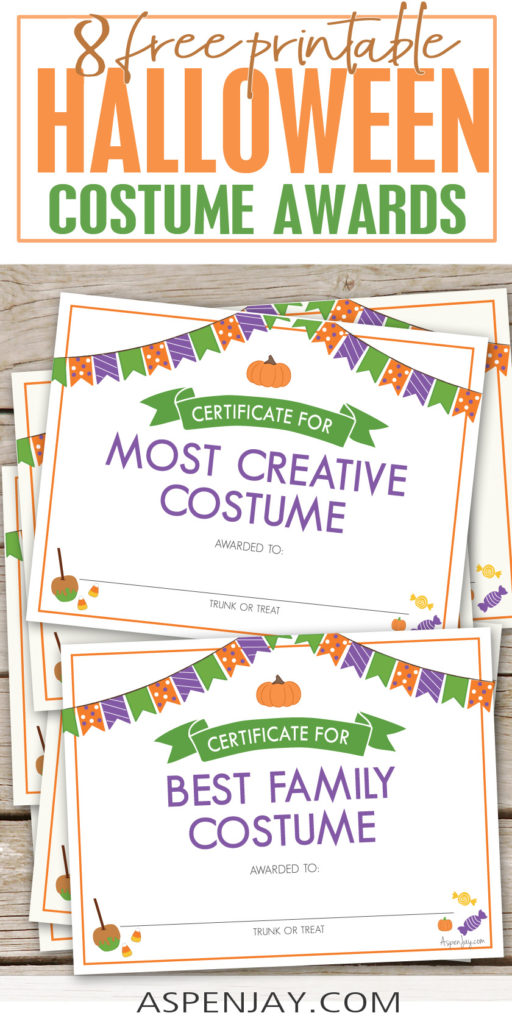 FREE Printable Halloween Costume Certificates to help make your Trunk or Treat extra spooktacular this year! #trunkortreat #halloweencostumecontest #halloweencostumeawards #costumeawards