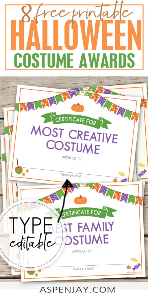 FREE Printable Halloween Costume Awards to help make your Trunk or Treat extra spooktacular this year! #trunkortreat #halloweencostumecontest #halloweencostumeawards #costumeawards