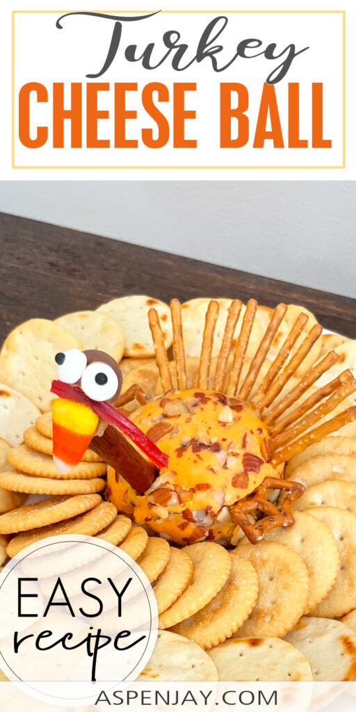 Impress your family and friends this Thanksgiving with this adorable turkey cheese ball recipe that even the kids can help make! #turkeycheeseball