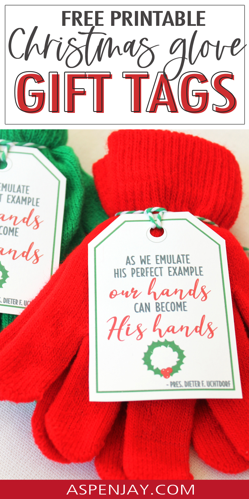 Dress up your gift with these free meaningful Christmas glove gift tags. They are super easy to print and will give a special touch to your gift!