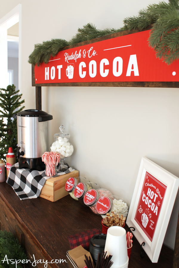 Create the perfect Christmasy feel by adding a hot chocolate station to your home, work space, or holiday party! Free printables included!