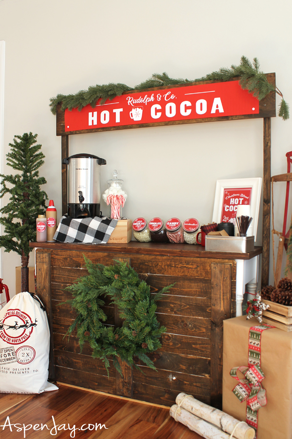 Create the perfect Christmasy feel by adding a hot chocolate station to your home, work space, or holiday party! Free printables included!