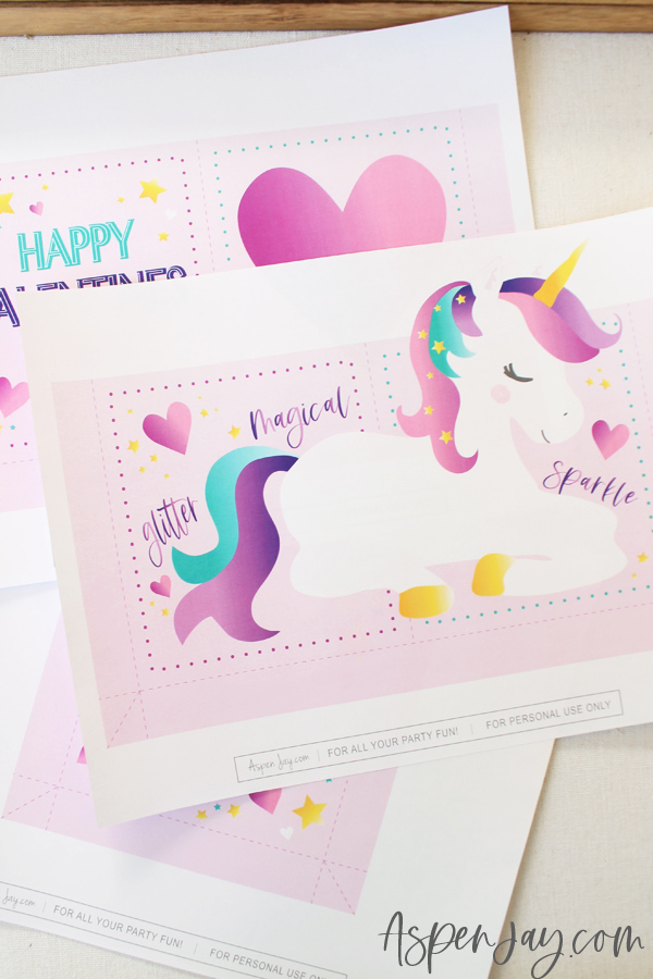 Gorgeous FREE unicorn valentines printables