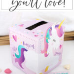 This DIY Magical Unicorn Valentines box is insanely cute and takes less than 10 minutes to put together! Free printable template