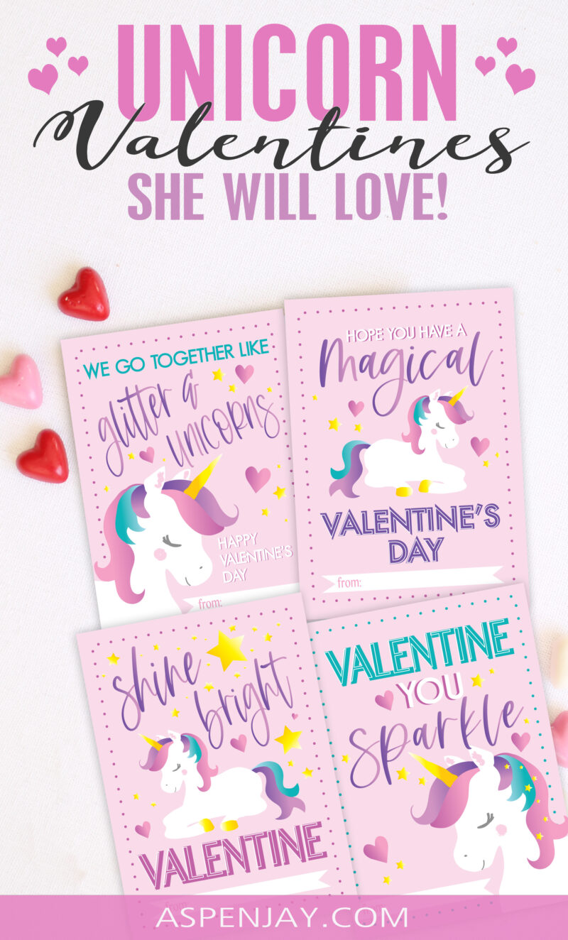 Magically Cute Unicorn Valentines Cards Kids Will Love – Free Printable ...