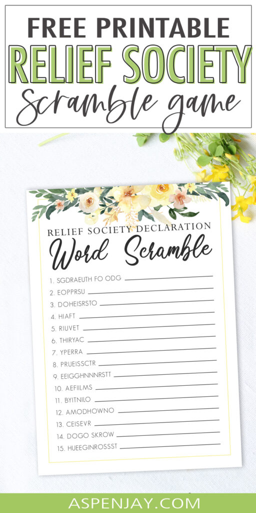 Share the inspiring words of the Relief Society Declaration with your sisters with these beautiful printable Scramble game cards. Simply download and print for your upcoming Relief Society activity! 