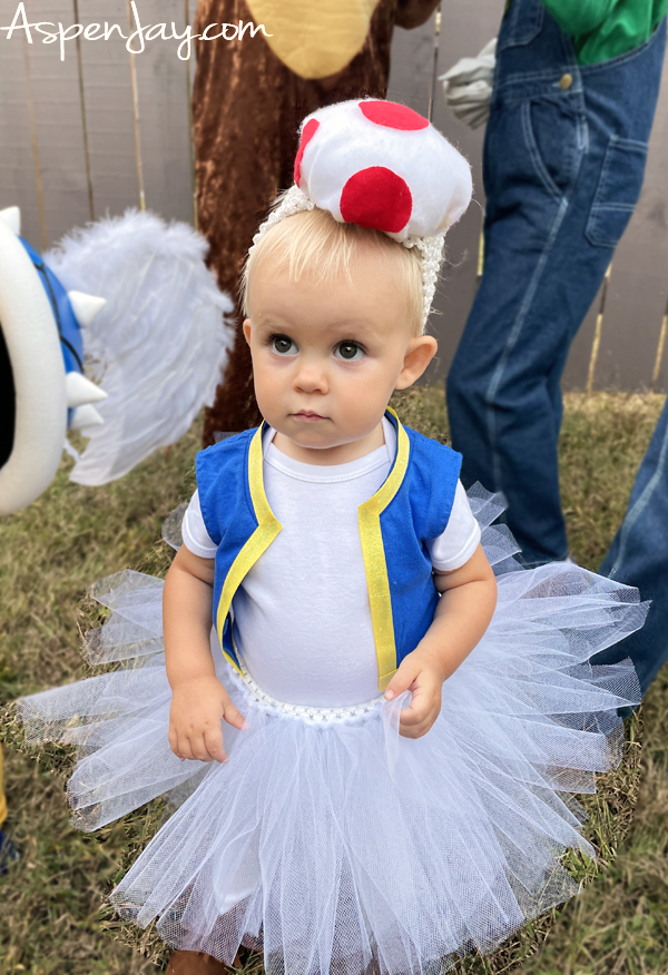 The cutest little Toad from Super Mario Bros. you have ever seen! DIY costume that is super easy to put together! 