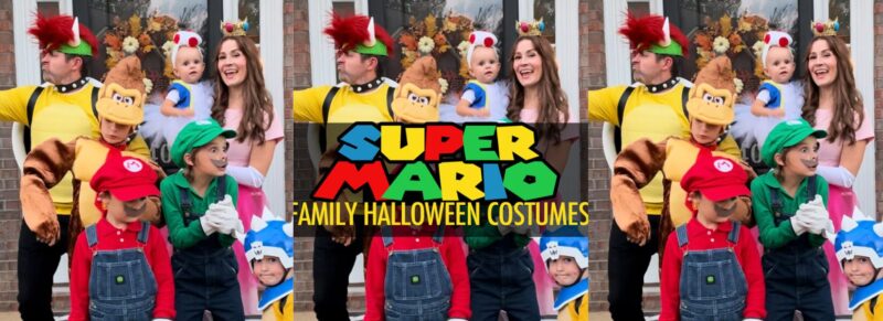 Need a fun and easy family costume theme for Halloween? Level up with these DIY Super Mario Family Costumes!