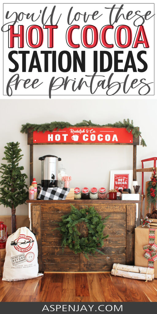 The perfect Christmas themed hot chocolate station! Love these ideas and the FREE printables!