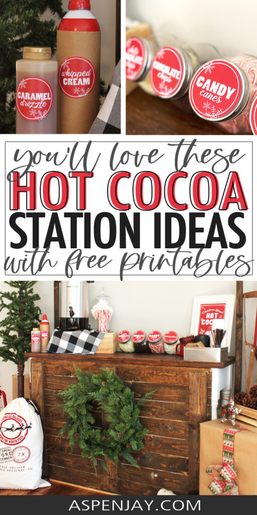 The perfect Christmas themed hot chocolate station! Love these ideas and the FREE printables!