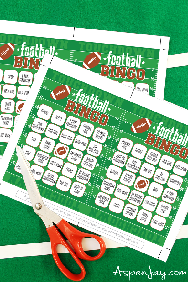 Free printable football bingo cards