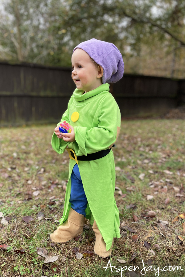 the cutest little Dopey you ever did see for our Snow White and the Seven Dwarfs family costumes