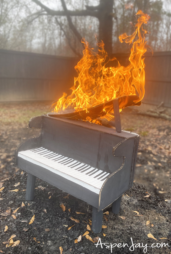 Creating a Baby Grand Piano out of cardboard for a prop in a Super Mario Trunk of Bowser's Castle! 