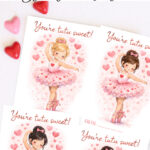 Ballerina Valentine Cards for kids printable download free