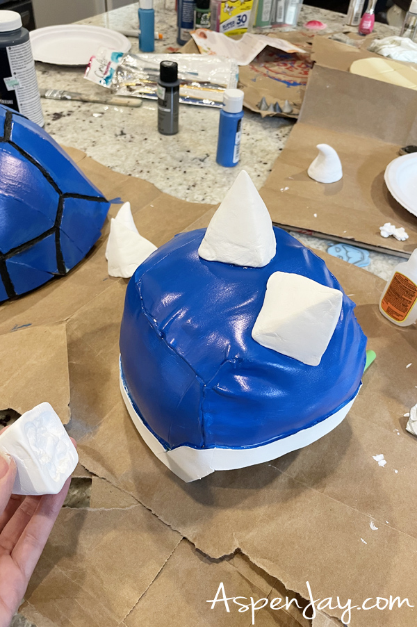Making and gluing on the spikes for Koopa General's helmet